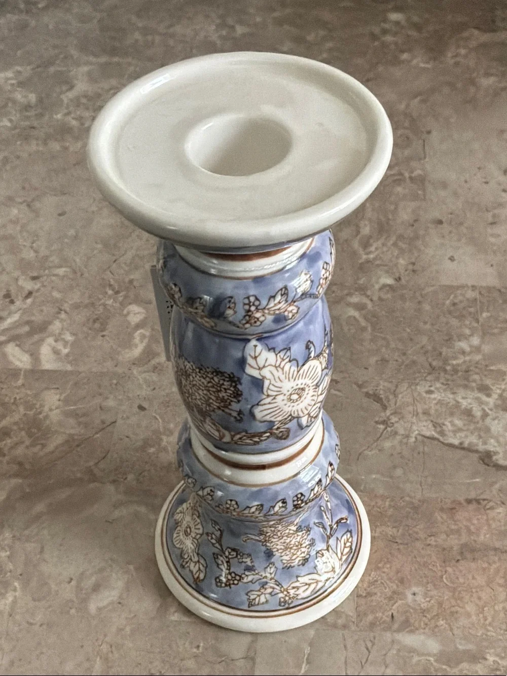 Mikasa Lavender Blue and Cream Floral Ceramic Candle Holder